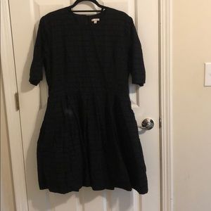 Elbow length sleeved fit and flare dress